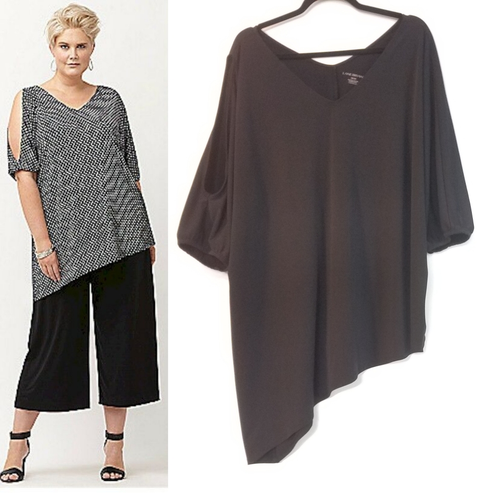 18/20 Lane Bryant Double V-Neck Asymmetric Top